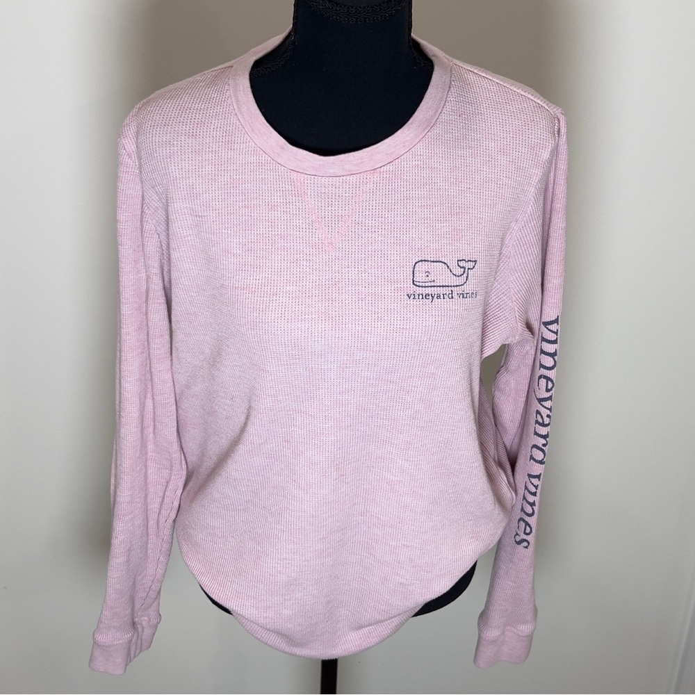 Vineyard Vines Light Pink Crew Neck Waffle Knit Soft Size Large